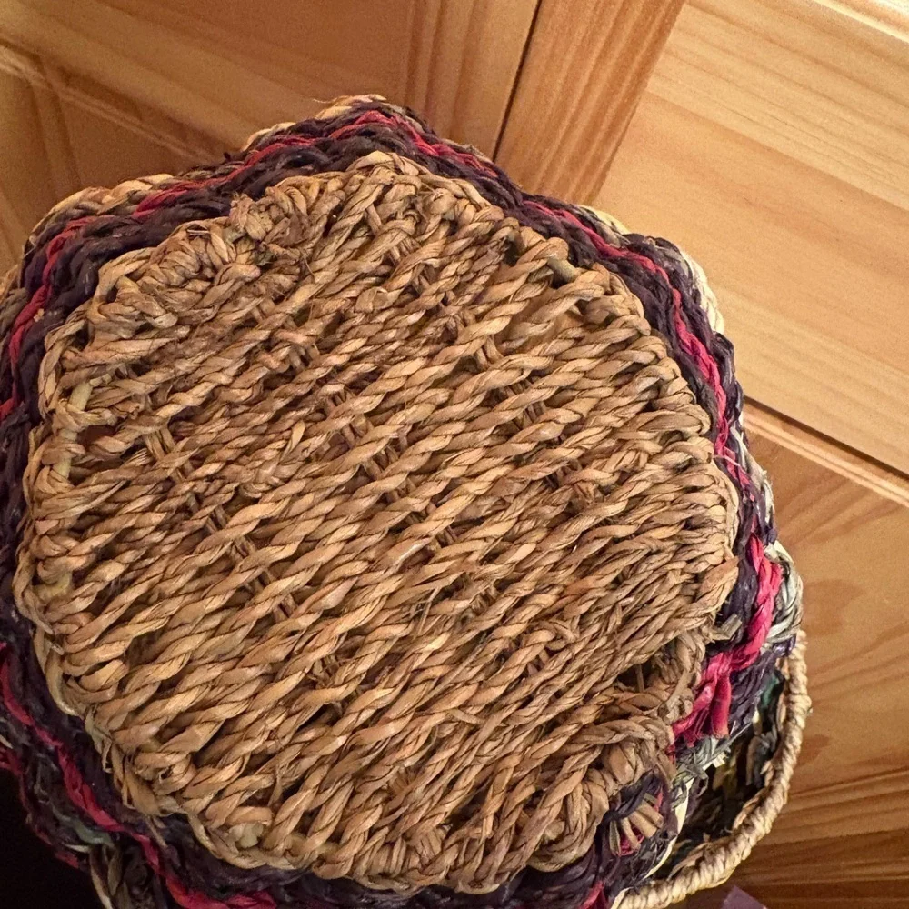 Home Zone Multi-Color Seagrass crafted Decor Basket (set of 3)